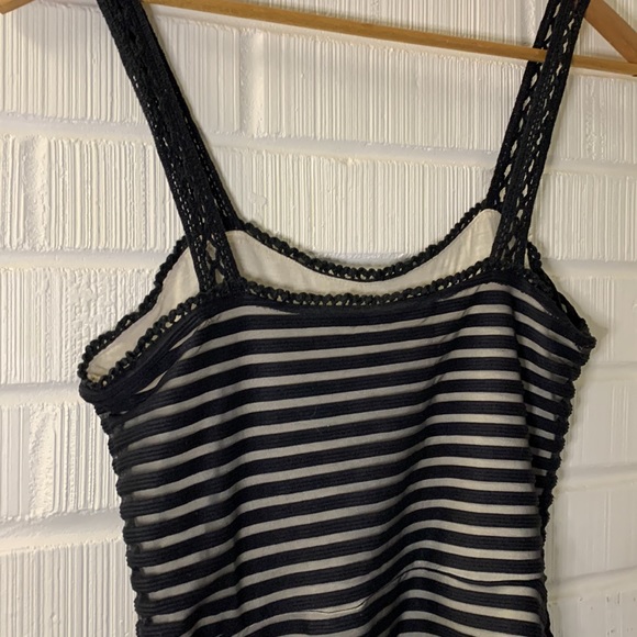 Free People Sheer Black Striped Dress Sweet Lace Details Nude Lining Small - Picture 10 of 13